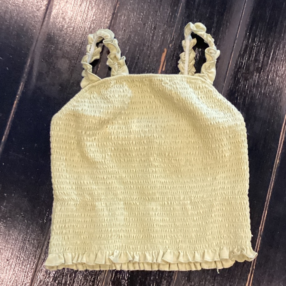 SO Smocked Ruffle Tank in Soft Green